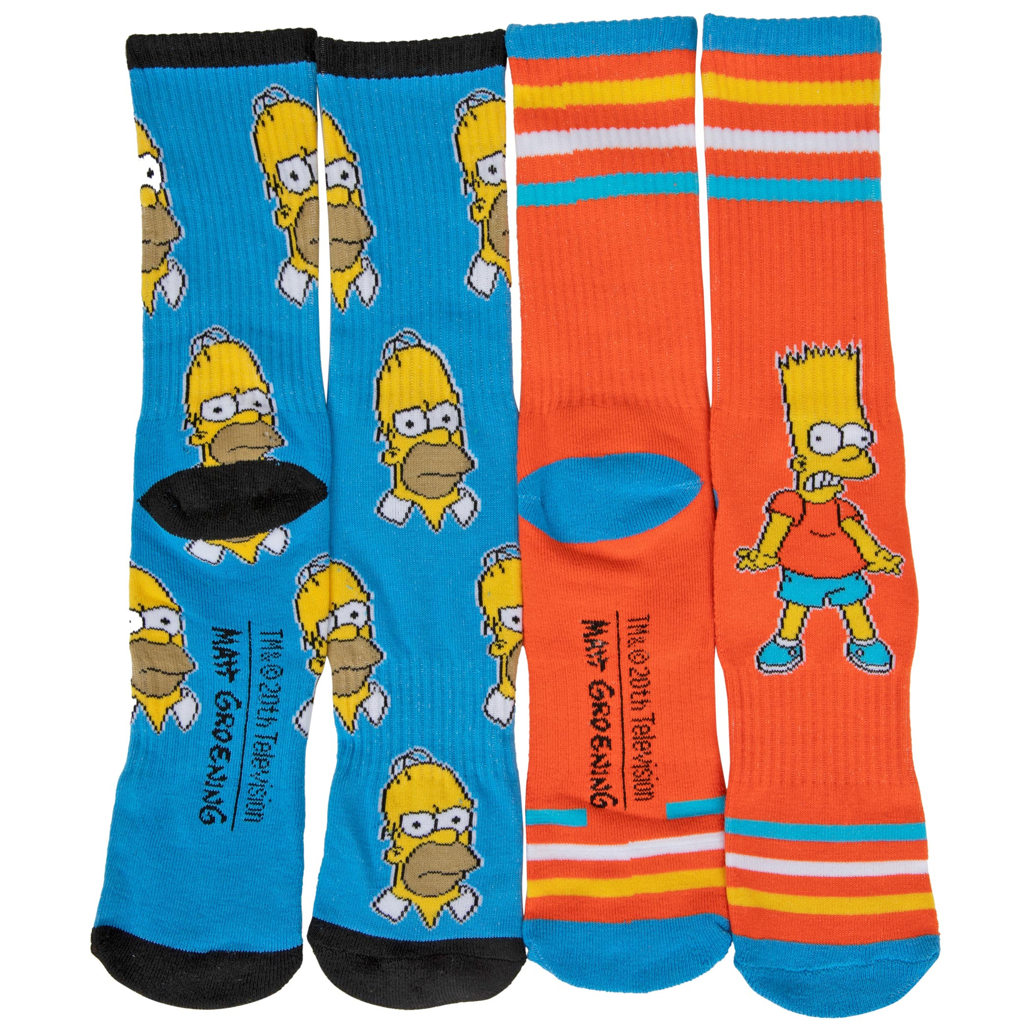 The Simpsons Bart Character and Homer Heads 2-Pair Pack of Crew Socks